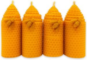 Bijenwas stompkaars, ongeparfumeerd en duurzaam, ideaal voor een natuurlijke sfeer in huis. Perfect als decoratie en woonaccessoire, een prachtige toevoeging aan je woonhuisaccessoires voor een warme en gezellige ambiance.