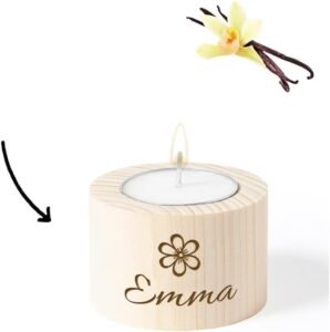 Personaliseerbare vanille kaars van 220 g, decoratieve kaars met langdurige geur en mogelijkheid tot personalisatie, ideaal als cadeau voor elke gelegenheid.