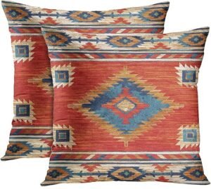 Set van 2 Britimes sierkussens met olieverf geometrisch ontwerp, ideaal voor woon decoratie en als woonhuisaccessoires. Deze kussens zijn perfecte woon accessoires voor elke kamer.