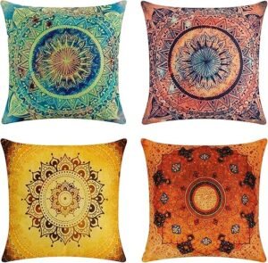 Set van 4 tronisky sierkussens met mandala bloemenpatroon, ideaal voor woon decoratie en als woonhuisaccessoires. Deze kussens zijn perfecte woon accessoires voor elke kamer.
