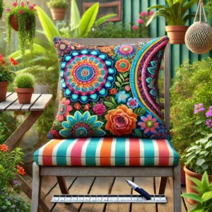 Set van diverse stoelkussens in verschillende stijlen en kleuren, geschikt voor zowel binnen- als buitenmeubilair, ideaal als woonhuisaccessoires en voor woondecoratie.