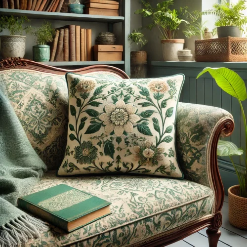 Set van diverse groene kussens in verschillende tinten en stijlen, perfect geplaatst op moderne en gezellige meubelstukken in een uitnodigende woonkamer, ideaal voor woonhuisaccessoires en woondecoratie. Set van diverse groene kussens in verschillende tinten en stijlen, perfect geplaatst op moderne en gezellige meubelstukken in een uitnodigende woonkamer, ideaal voor woonhuisaccessoires en woondecoratie.